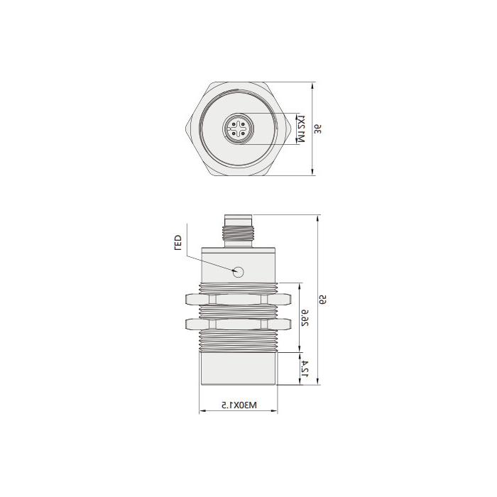 IO-Link集线器，RFID， Ø 30 x 65 mm，可读和可写的数据载体，FIS108